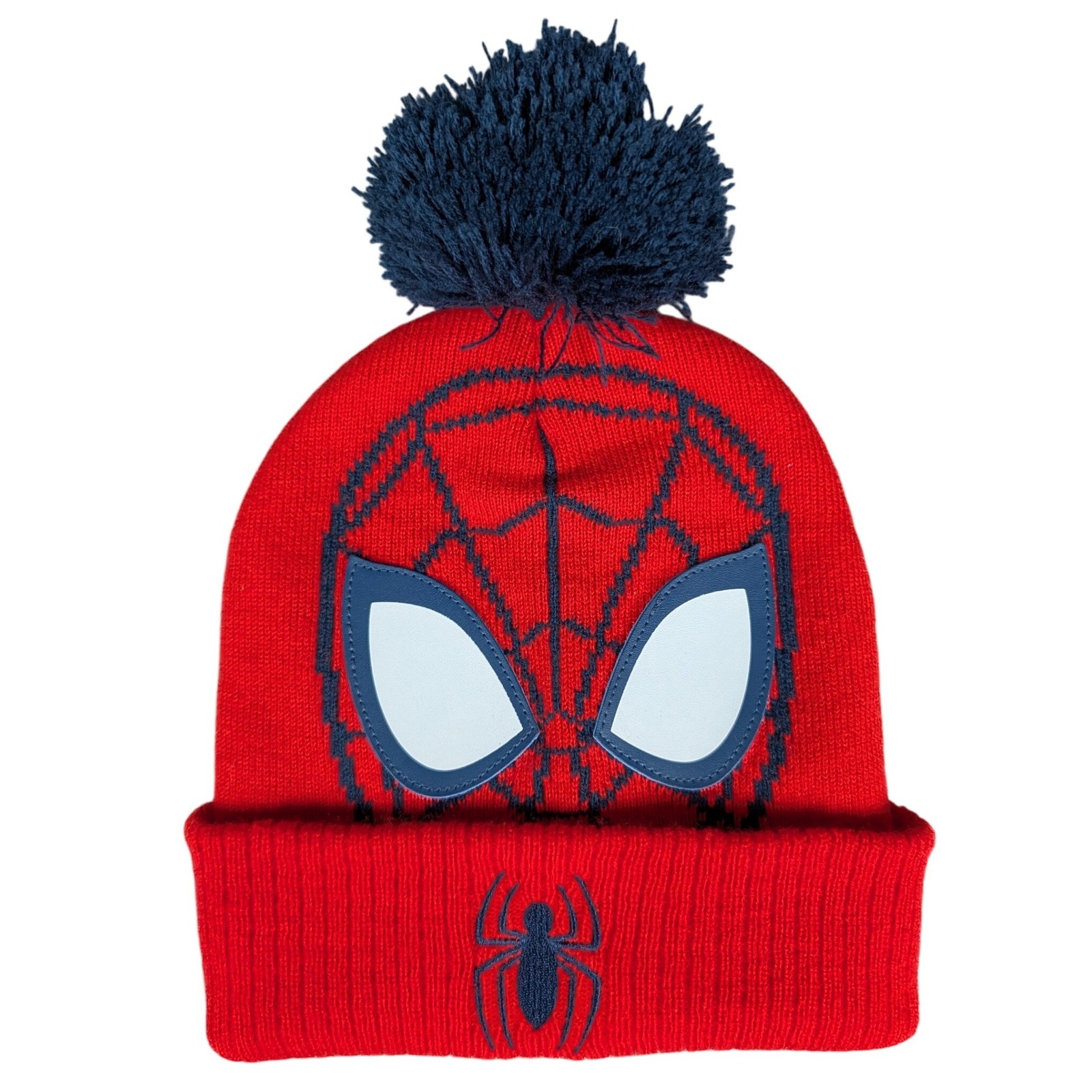 Marvel Spider-Man Red Knit Beanie Hat With Pom Pom And Embroidered Logo